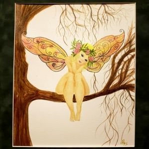 Original watercolor painting Fairy